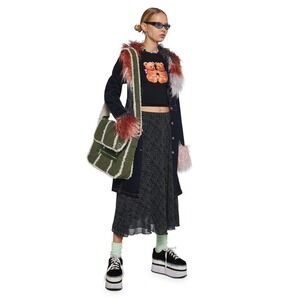 Delia's Static Buzz Polka Dot Chiffon Midi Skirt L Whimsygoth Y2K Retro 90s Edgy